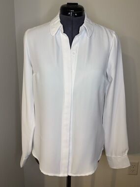 NWT Express Portifino Button Up Blouse Classic Shirt Size XS White